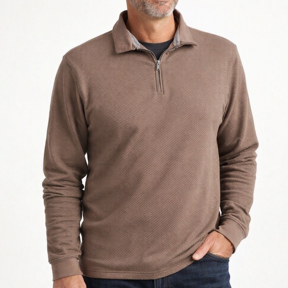 Cactus Man Ricky Singh Taupe 1/4 Zip Mens XL Earthy Layering Outdoor Normcore